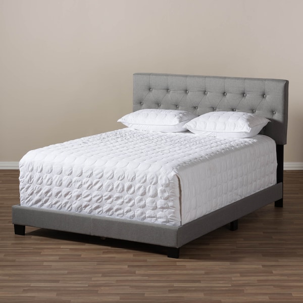 Baxton Studio Cassandra Modern Light Grey Upholstered Queen Size Bed - 136-7458