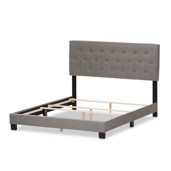 Baxton Studio Cassandra Modern Light Grey Upholstered Queen Size Bed - 136-7458