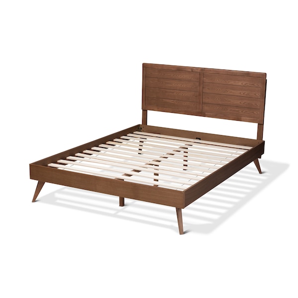 Baxton Studio Artemis Mid-Century Walnut Brown Finished Wood King Size Platform Bed - 156-9409-9427