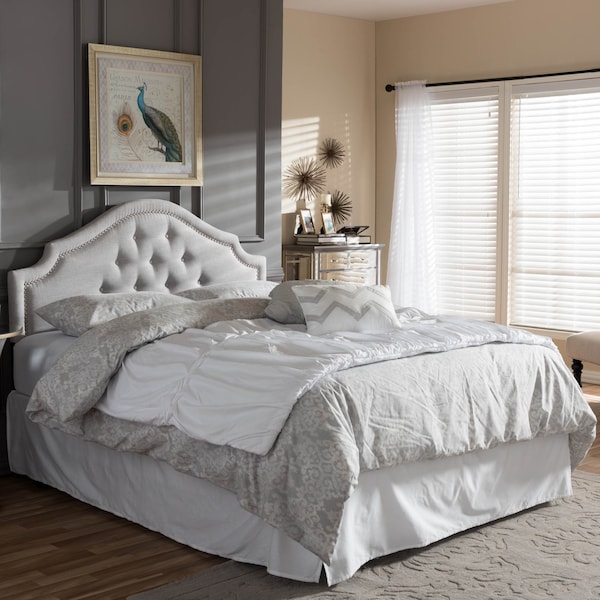 Baxton Studio Cora Modern Grayish Beige Upholstered Full Size Headboard - 124-6859