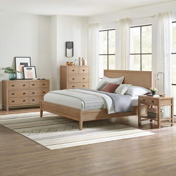 Alaterre Furniture Arden 4-Piece Bedroom Set with King Bed, 2-Drawer Nightstand with open shelf, Chest, Dresser - ANAN02344029