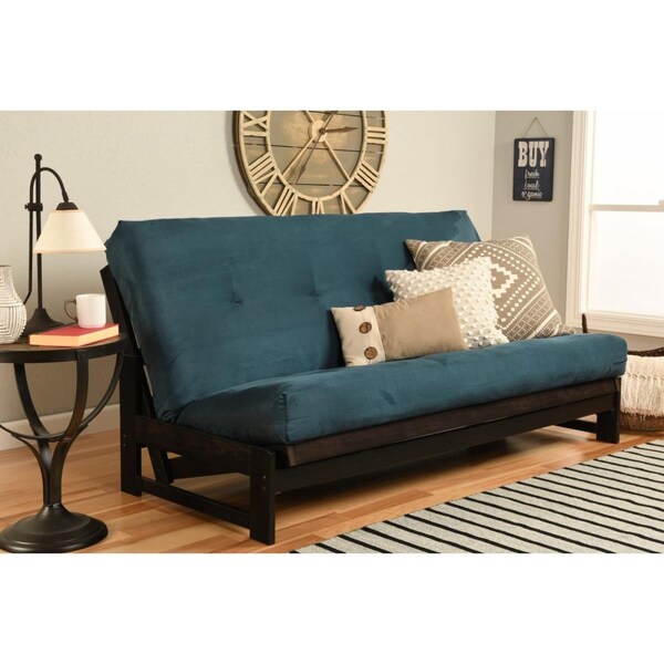 Templeton Aspen Reclaim Mocha Futon Frame with Suede Navy Mattress - Full Size - TE2597796