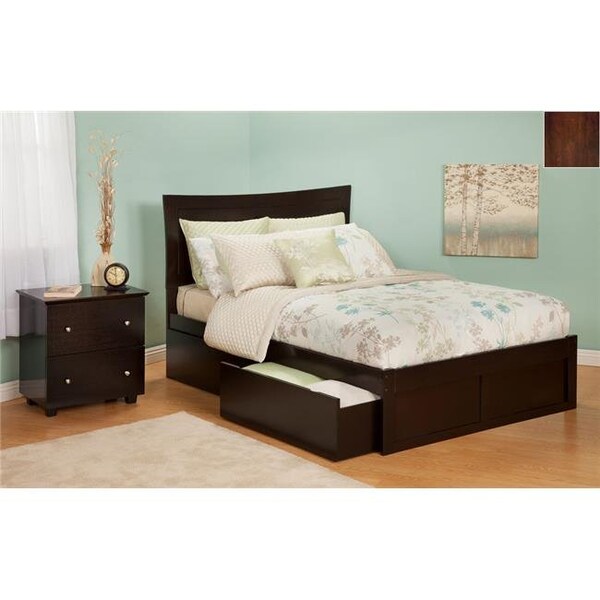 Atlantic Furniture Atlantic Furniture AR9032114 Metro Full Bed with Flat Panel Footboard and Urban Bed Drawers in an Antique Walnut Finish - AR9032114
