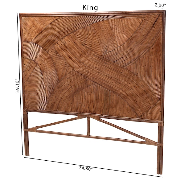 Bali & Pari Elettra Bohemian Dark Brown Rattan King Size Standalone Headboard - 244-13655-ZORO