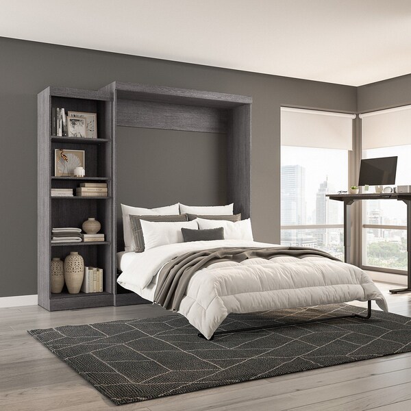 Bestar Queen Wall Bed Kit, Pur, Bark Gray, 90" - 26888-47
