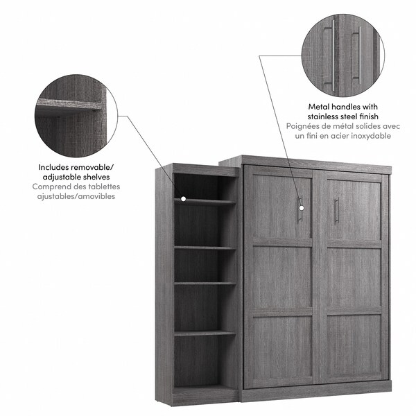 Bestar Queen Wall Bed Kit, Pur, Bark Gray, 90" - 26888-47
