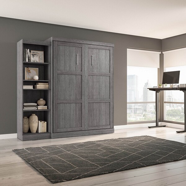 Bestar Queen Wall Bed Kit, Pur, Bark Gray, 90" - 26888-47