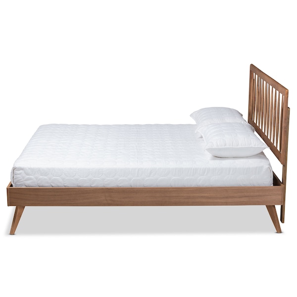 Baxton Studio Toru Mid-Century Modern Ash Walnut Finished Wood Queen Size Platform Bed - 180-11110-9408-ZORO