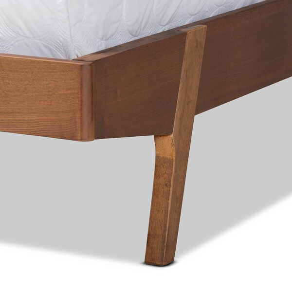 Baxton Studio Senna Mid-Century Grey Fabric Upholstered and Walnut Brown Finished Wood Platform Bed-King - 197-11608-ZORO