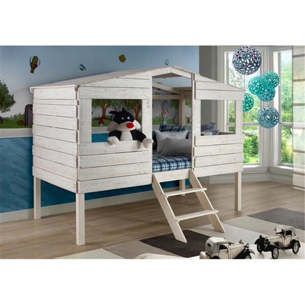 Fixturesfirst PD-1380TLRS Twin Size Tree House Loft Bed in Rustic Sand - FI3168158