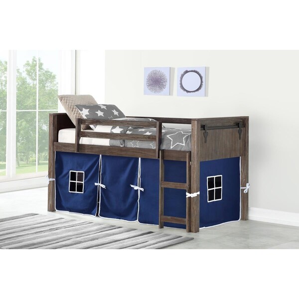 Convenience Concepts PD-0318TBS-B Twin Barn Door Low Loft Brushed Shadow with Blue Tent - HI3709890