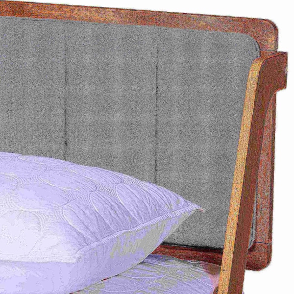Baxton Studio Helsa Mid-Century Modern Dark Grey Fabric and Walnut Finished Queen Size Platform Bed - 175-10909-ZORO