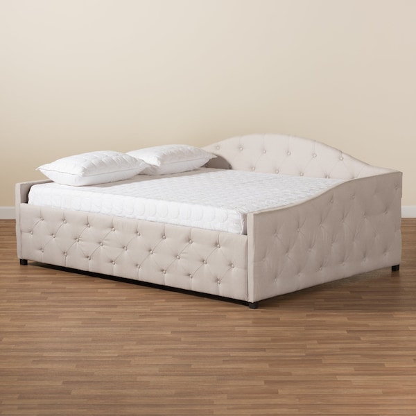 Baxton Studio Becker Modern and Contemporary Transitional Beige Fabric Full Size Daybed - 184-11085-ZORO