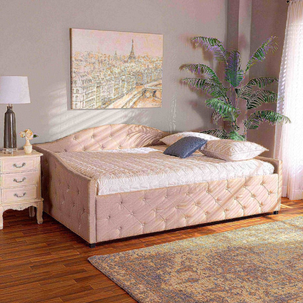 Baxton Studio Becker Modern and Contemporary Transitional Beige Fabric Full Size Daybed - 184-11085-ZORO