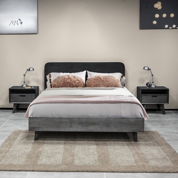 Armen Living Mohave 3 Piece Acacia King Bed and Nightstands Bedroom Set - SETMVBDKG3A