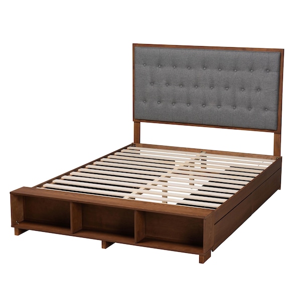 Baxton Studio Jalie Transitional Wood Platform Storage Bed in Grey-Queen - 237-12638-10669-ZORO
