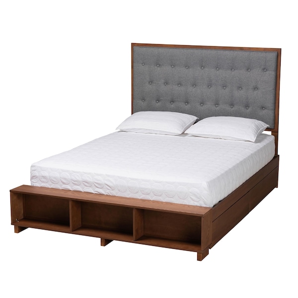 Baxton Studio Jalie Transitional Wood Platform Storage Bed in Grey-Queen - 237-12638-10669-ZORO