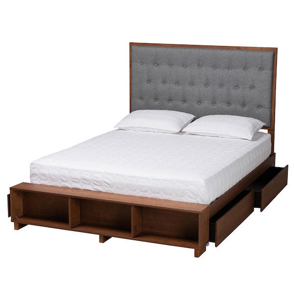Baxton Studio Jalie Transitional Wood Platform Storage Bed in Grey-Queen - 237-12638-10669-ZORO