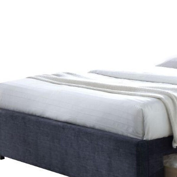 Homeroots 47 X 87 X 83 In. Drorit Eastern King Size Bed With Storage Dark Gray Fabric - 285890