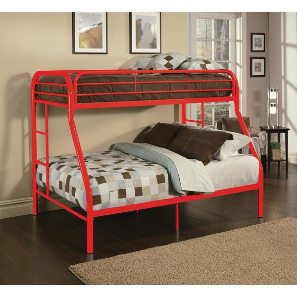 Oceantailer 60 x 78 x 54 in. Metal Tube Twin Full Bunk Bed - Red - 286576