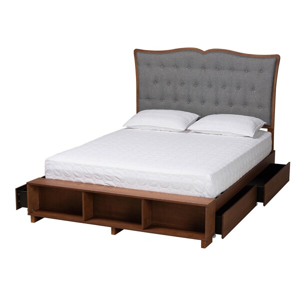 Baxton Studio Irena Transitional Wood Platform Storage Bed in Grey-Queen - 237-12640-10669-ZORO