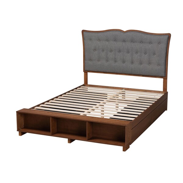 Baxton Studio Irena Transitional Wood Platform Storage Bed in Grey-Queen - 237-12640-10669-ZORO