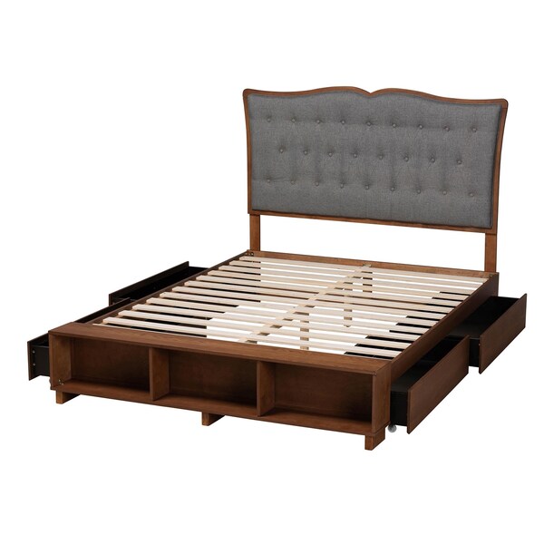 Baxton Studio Irena Transitional Wood Platform Storage Bed in Grey-Queen - 237-12640-10669-ZORO