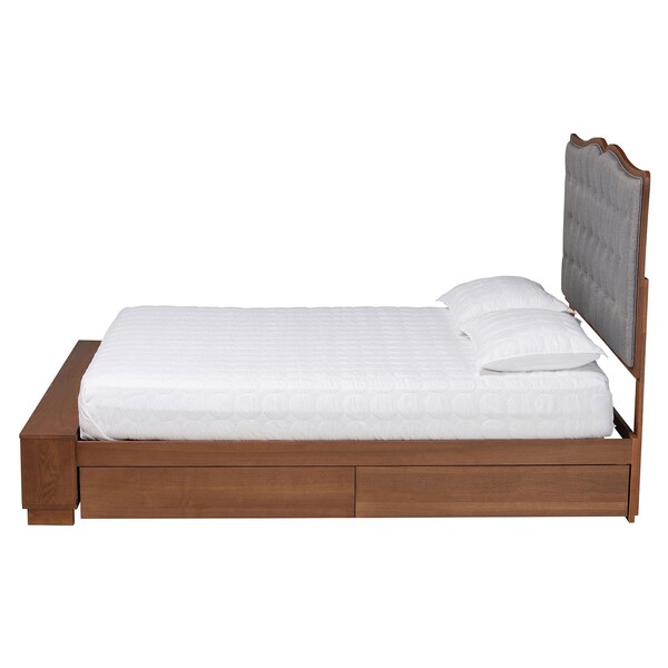 Baxton Studio Irena Transitional Wood Platform Storage Bed in Grey-Queen - 237-12640-10669-ZORO