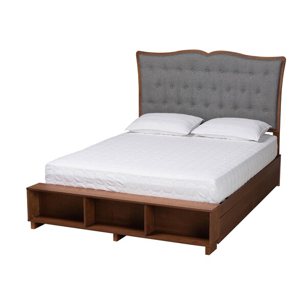 Baxton Studio Irena Transitional Wood Platform Storage Bed in Grey-Queen - 237-12640-10669-ZORO
