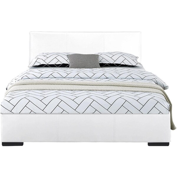 Gfancy Fixtures 34.8 x 63.4 x 85.4 in. White Platform Queen Size Bed - GF3661219