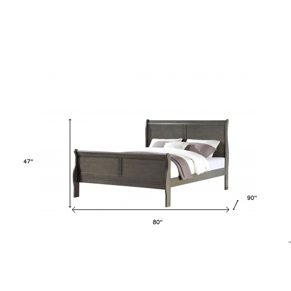 Homeroots 80 x 90 x 47 in. Dark Gray Wood Eastern King Bed - 347117