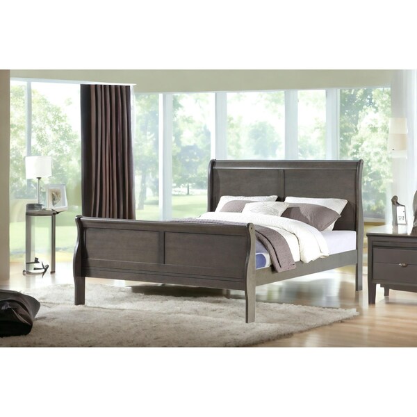 Homeroots 80 x 90 x 47 in. Dark Gray Wood Eastern King Bed - 347117