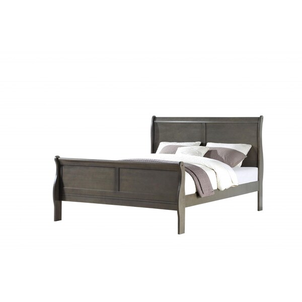 Homeroots 80 x 90 x 47 in. Dark Gray Wood Eastern King Bed - 347117