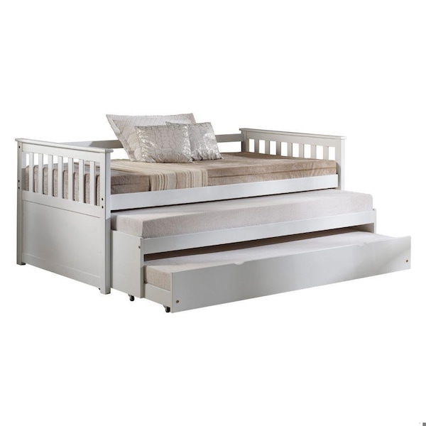 Homeroots 43 x 80 x 32 in. White Wood Day Bed & Pull-Out Bed - 347211