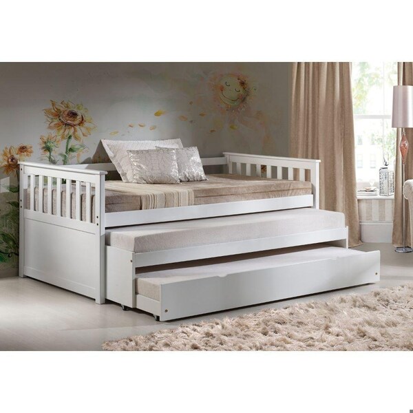 Homeroots 43 x 80 x 32 in. White Wood Day Bed & Pull-Out Bed - 347211