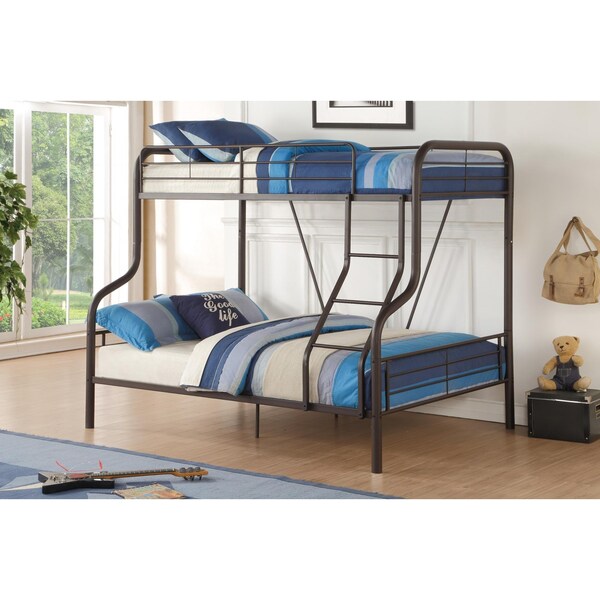 Homeroots Cairo Twin and amp; Full Bunk Bed Sandy Black - 285317