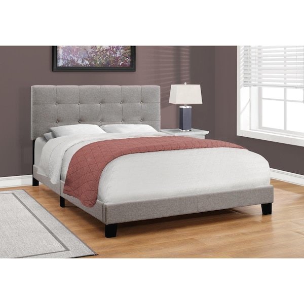 Gfancy Fixtures 45.75 in. Solid Wood MDF Foam & Linen Queen Size Bed - GF3082597