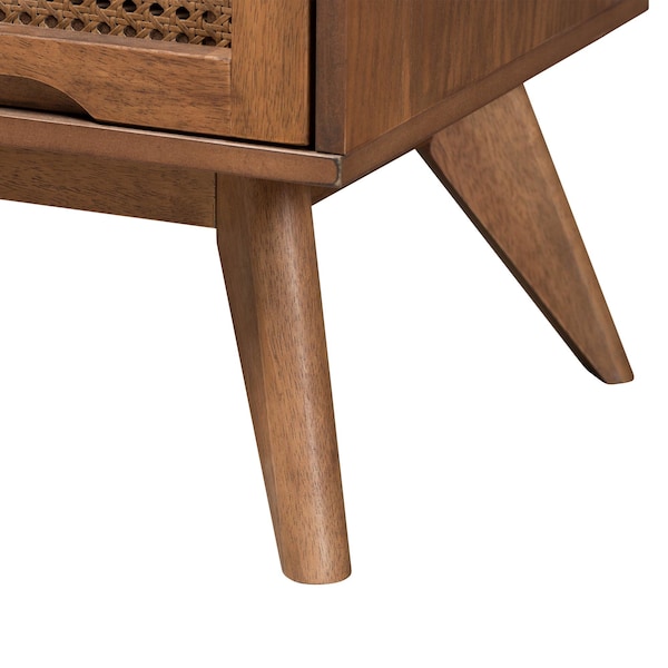 Baxton Studio Asami Mid-Century Modern Walnut Brown Finished Wood and Woven Rattan King Size 3-Piece Bedroom Set - 242-11118-9409-11298-11298-ZORO