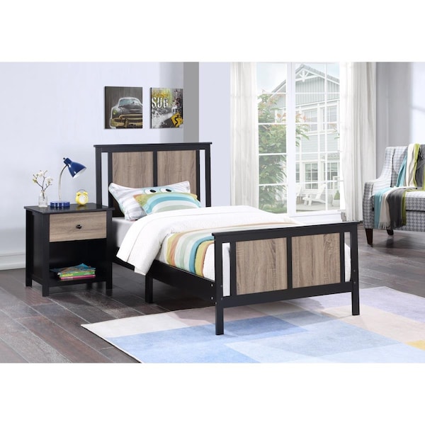 Kd Muebles De Comedor Connelly Reversible Panel Twin Size Bed Black & Vintage Walnut - KD3532487