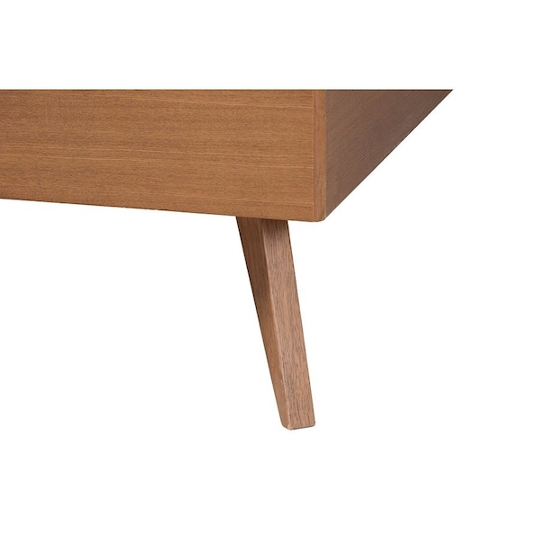 Baxton Studio Blanchard Mid-Century Modern Grey Fabric and Walnut Brown Wood King Size Platform Bed - 246-12653-9409-ZORO