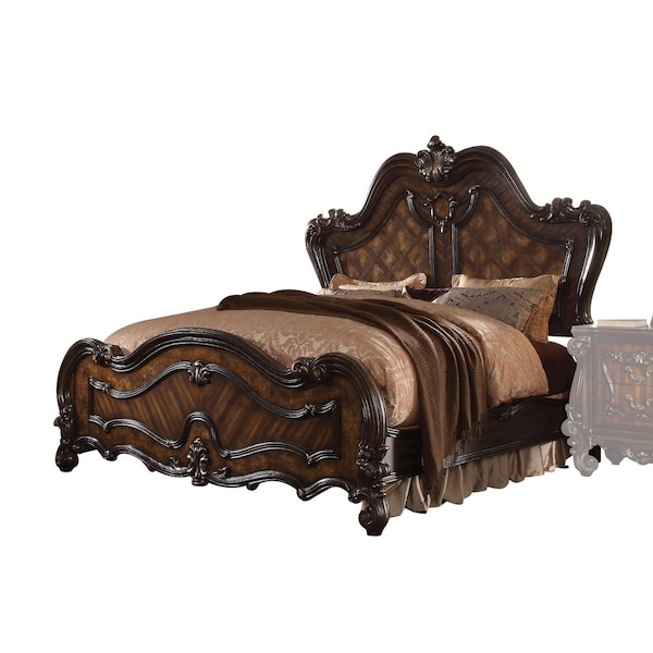 Gfancy Fixtures 74 x 93 x 72 in. Cherry Oak Wood Poly Resin Queen Bed - GF3086759