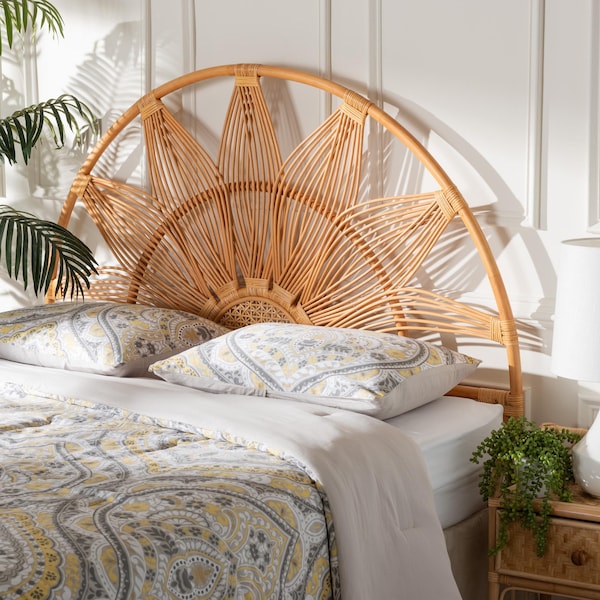 Bali & Pari Jasmine Modern Bohemian Natural Rattan King Size Standalone Headboard - 243-13573-ZORO