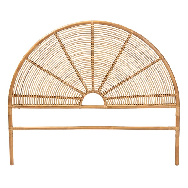 Bali & Pari Nina Modern Bohemian Honey Rattan Queen Size Standalone Headboard - 243-13582-ZORO