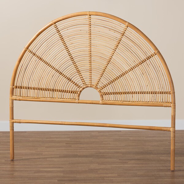 Bali & Pari Nina Modern Bohemian Honey Rattan Queen Size Standalone Headboard - 243-13582-ZORO