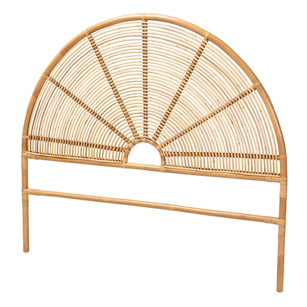 Bali & Pari Nina Modern Bohemian Honey Rattan Queen Size Standalone Headboard - 243-13582-ZORO