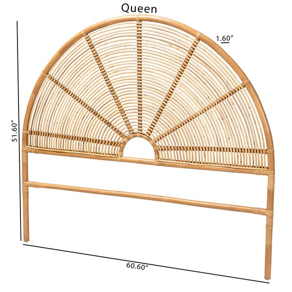 Bali & Pari Nina Modern Bohemian Honey Rattan Queen Size Standalone Headboard - 243-13582-ZORO