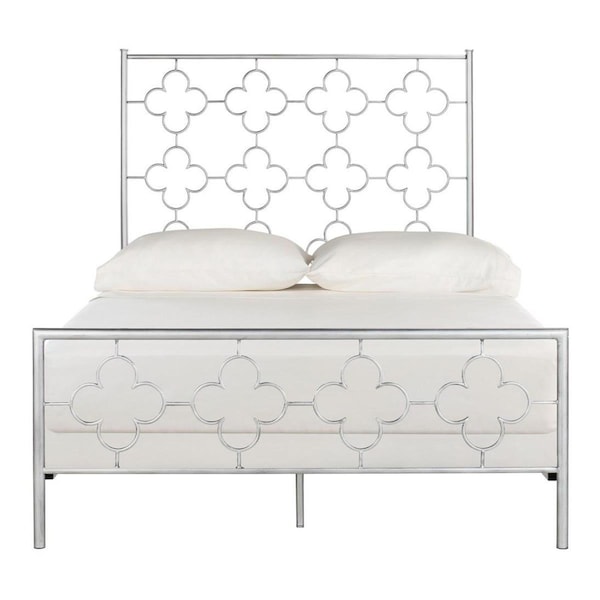 Safavieh Morris Lattice Metal Full Bed, Antique Silver - FOX6297B-F