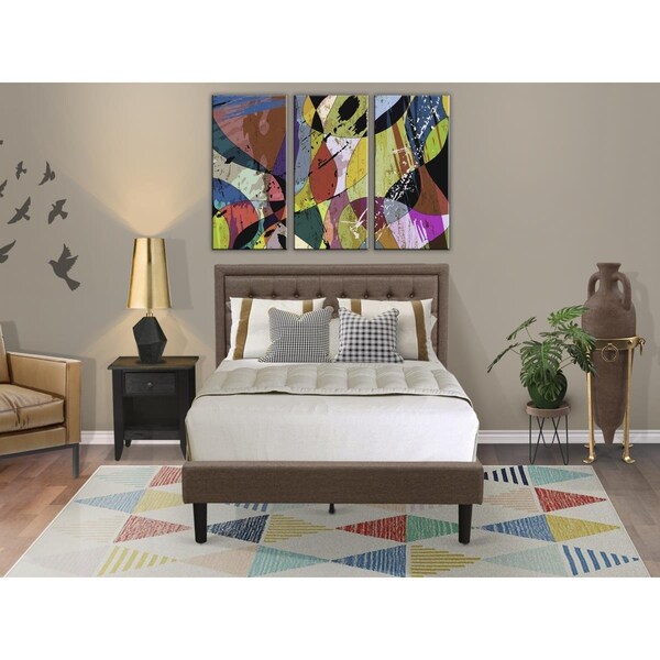 East West Furniture 2 Piece Kendall Full Size Bedroom Set - Black - KD18F-1DE07