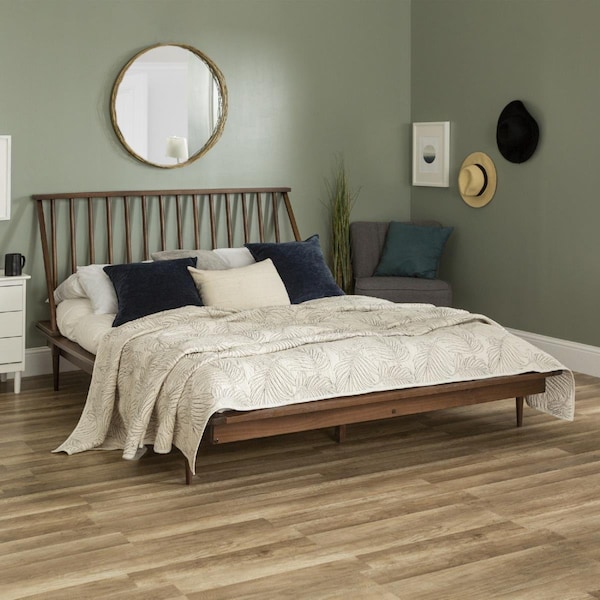 Walker Edison Furniture Walker Edison Furniture  Modern Wood Queen Spindle Bed, Walnut - BQSPINWT