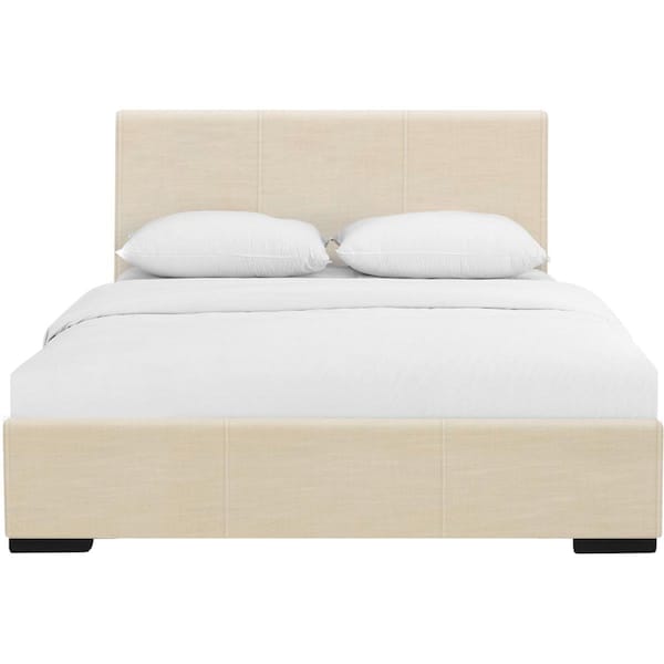 Templeton 46 in. Hindes Upholstered Platform Bed Beige King - TE3360709
